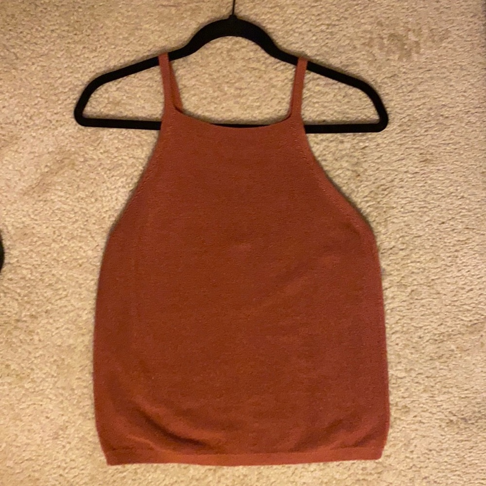 Burnt Orange Rust Knit (Sweater Like) Textured Tank Top